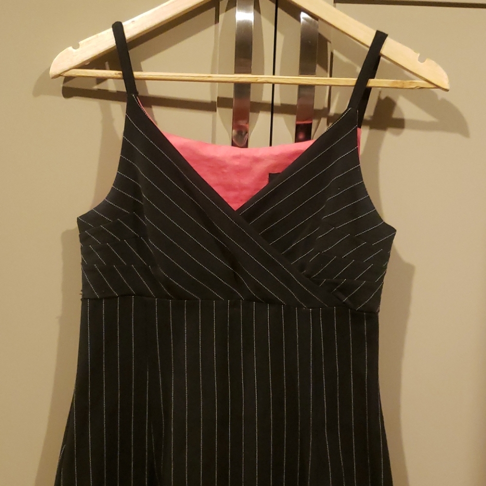 Black pinstriped strappy dress. Sz 6